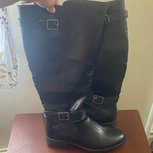 Black Riding Boots Kim Rogers Womens Sz 9 Mid Calf Equestrian Side Zip